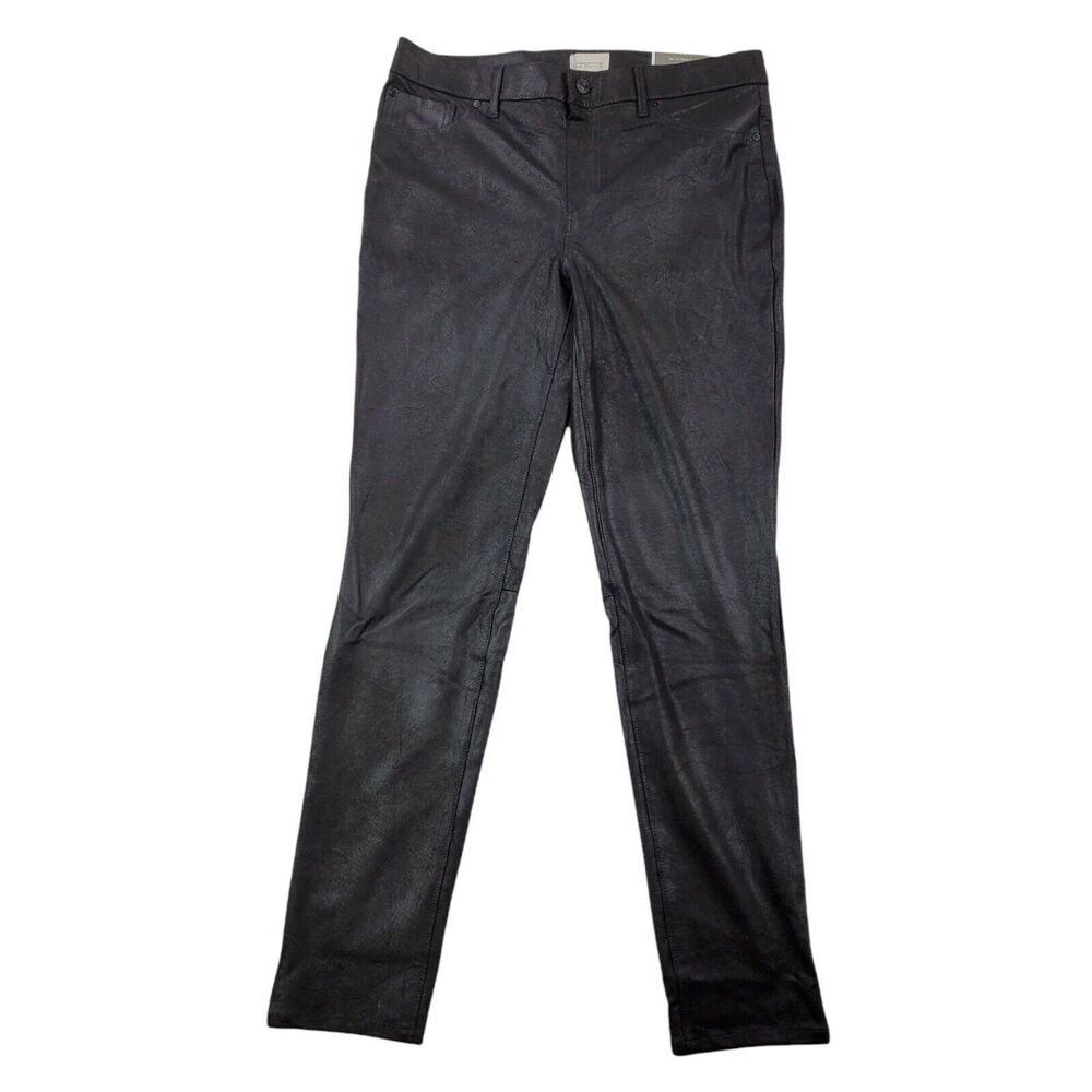 Chico's Women Jegging Pants SZ 0.5 Womens 6 Black Knit Suede Coated Stretch NWT